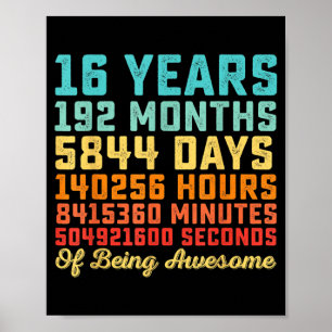 Póster Cumpleaños divertido de 16 años cita matemáticas 1
