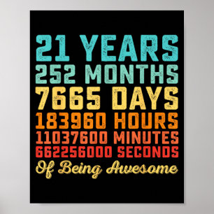 Póster Cumpleaños divertido de 21 años Cita de matemática