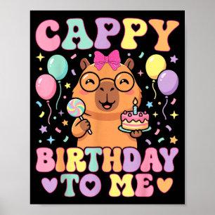 Póster Cumpleaños divertido de capybara para chicas linda