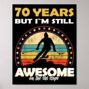 Póster Cumpleaños divertido de esquí increíble 70 años