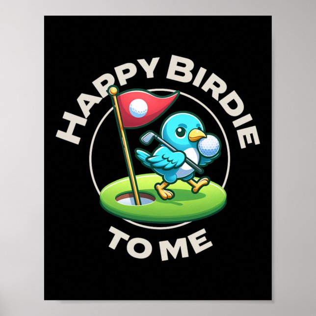 Póster Cumpleaños divertido de golf Feliz Birdie Golfista (Frente)