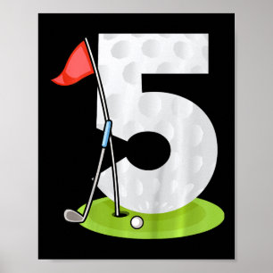 Póster Cumpleaños divertido de golf para niños de 5 años