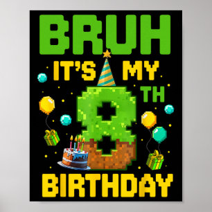 Póster Cumpleaños divertido de niño pequeño Es mi octavo