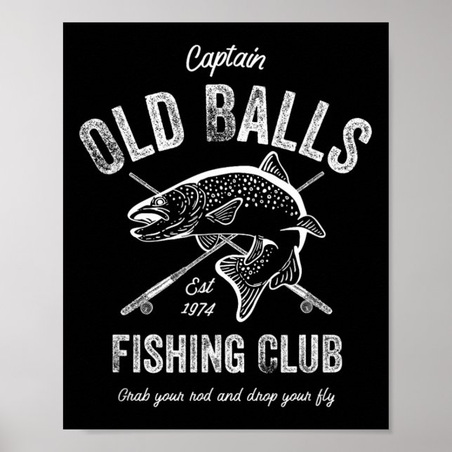 Póster Cumpleaños divertido de pesca con mosca para hombr (Frente)