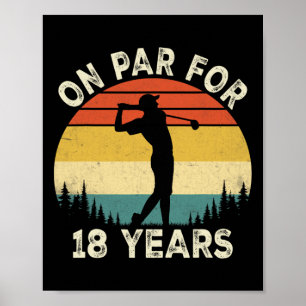Póster Cumpleaños divertido golfista 18 años golf B