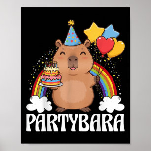 Póster Cumpleaños divertido Partybara Capybara niños niño