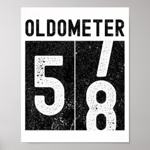 Póster Cumpleaños divertido retro del oldómetro 58