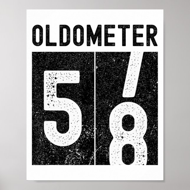 Póster Cumpleaños divertido retro del oldómetro 58 (Frente)