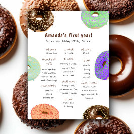 Póster Cumpleaños Donuts Primer Aniversario Cumpleaños