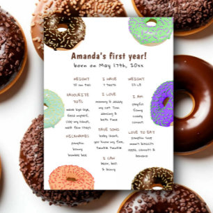 Póster Cumpleaños Donuts Primer Aniversario Cumpleaños