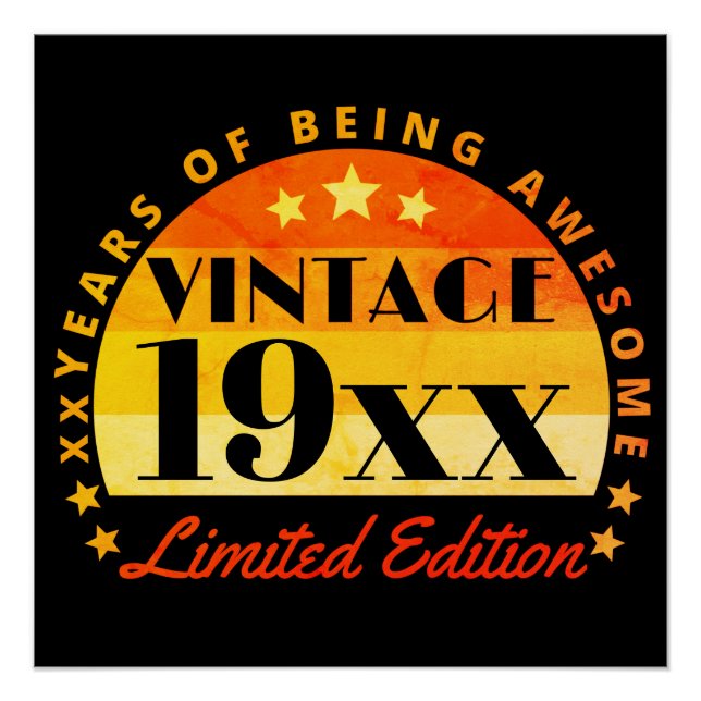 Póster Cumpleaños Edición Limitada Vintage Personalizado (Anverso)