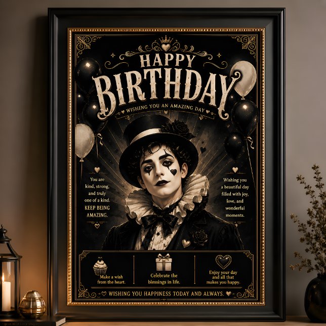 Póster Cumpleaños Elegante Gótico Pierrot (Subido por el creador)