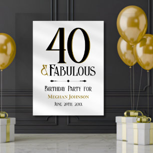 Póster Cumpleaños elegante minimalista cuarenta y fabulos