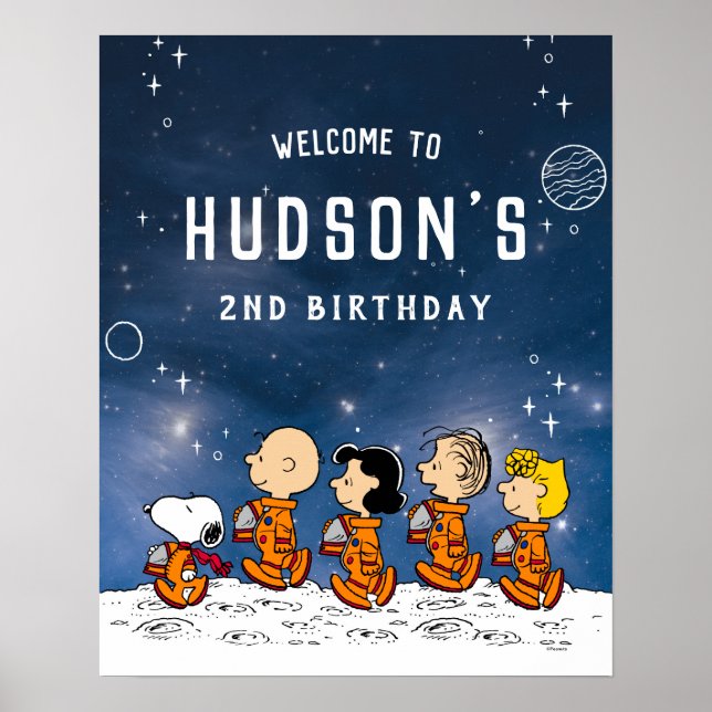 Póster Cumpleaños espacial de Peanuts (Frente)