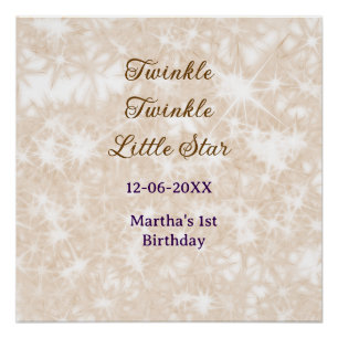 Póster Cumpleaños estrella titilante titilante brillo mar