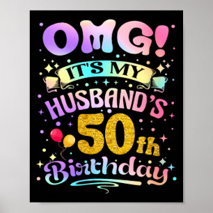 Póster Cumpleaños feliz 50 años del esposo de mujeres OMG
