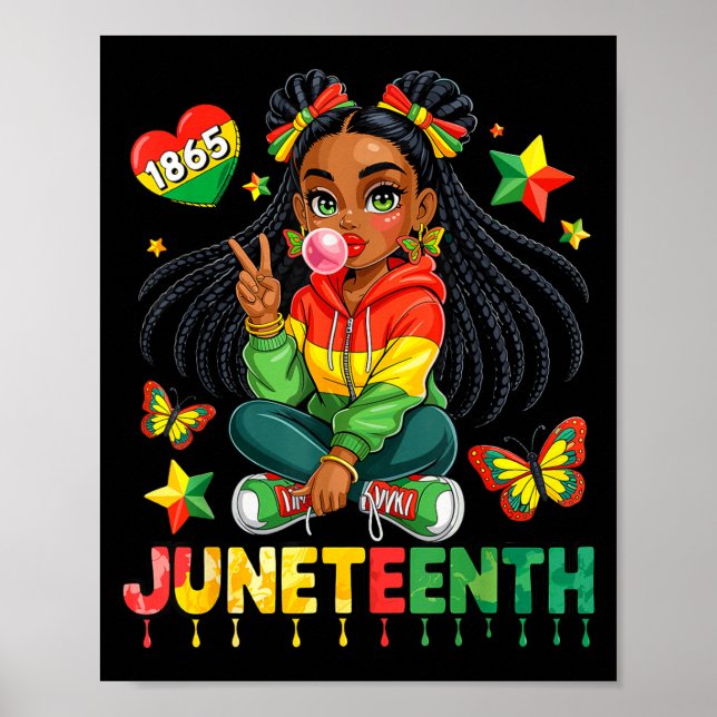 Póster Cumpleaños Feliz Coquette Juneteenth 1865 Niñas Ni (Frente)