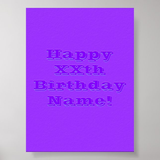 Póster Cumpleaños feliz editable Cualquier nombre o edad (Frente)