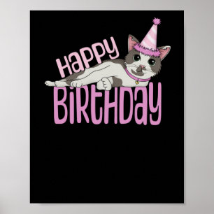Póster Cumpleaños feliz - Rosa