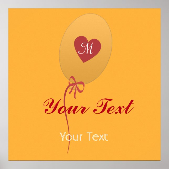 Póster Cumpleaños Fiesta de bebé Globo Amarillo Brillante (Frente)