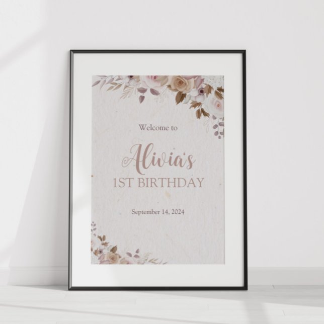 Póster Cumpleaños Floral de Boho Brown (Subido por el creador)