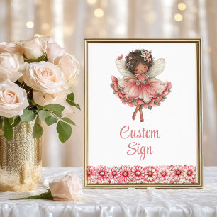 Póster Cumpleaños Floral Rubor de Hada Artística Personal
