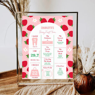 Póster Cumpleaños Fresa 1er Año Fiesta Fresa Primer Cumpl