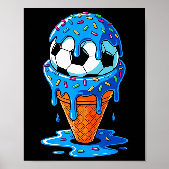 Póster Cumpleaños Helado Goteo Diversión Salpicaduras Fút (Frente)