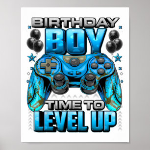 Póster Cumpleaños Hora Del Niño De Levantar El Video Game