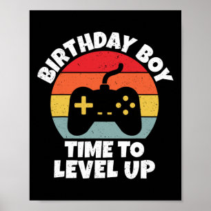 Póster Cumpleaños Hora Del Niño Para Levantar Videojuego
