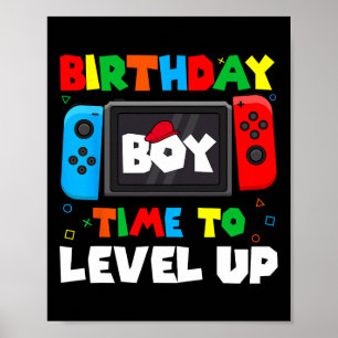 Póster Cumpleaños Hora Del Niño Para Levantar Videojuego 
