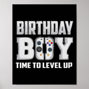 Póster Cumpleaños Hora Del Niño Para Levantar Videojuego