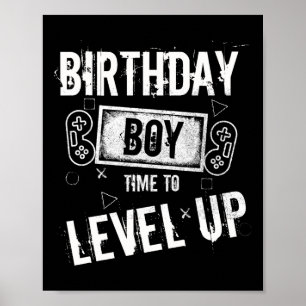 Póster Cumpleaños Hora Del Niño Para Levantar Videojuego