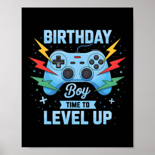 Póster Cumpleaños Hora Del Niño Para Levantar Videojuego