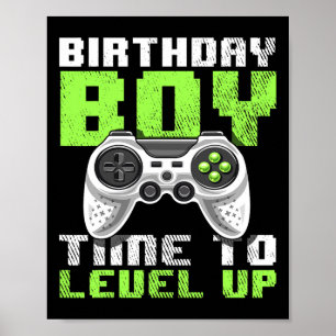 Póster Cumpleaños Hora Del Niño Para Levantar Videojuego