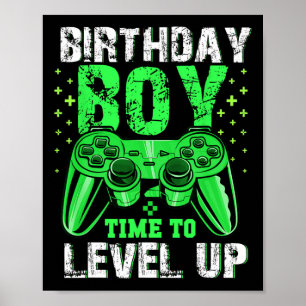 Póster Cumpleaños Hora Del Niño Para Levantar Videojuego 