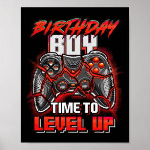 Póster Cumpleaños Hora Del Niño Para Levantar Videojuego