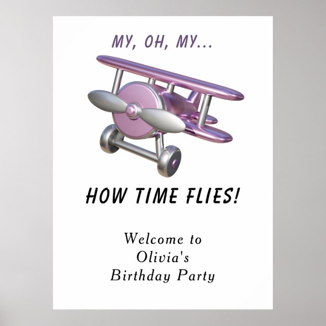 Póster Cumpleaños infantil de avión (Frente)