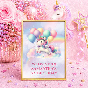 Póster Cumpleaños Mágico de Bienvenida de Unicornio Paste