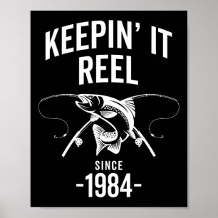 Póster Cumpleaños Manteniéndolo Real Desde 1984 Pesca Pes