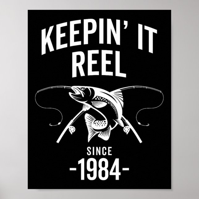 Póster Cumpleaños Manteniéndolo Real Desde 1984 Pesca Pes (Frente)