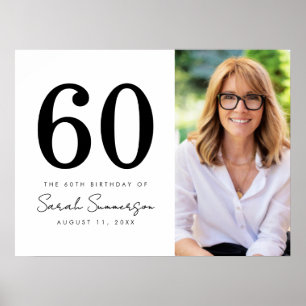 Póster Cumpleaños Moderno Sesenta Foto en Blanco y Negro