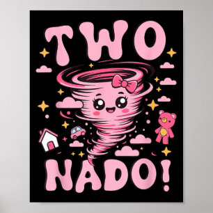 Póster Cumpleaños niña 2 Tornado Dos Nado 2do cumpleaños
