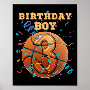 Póster Cumpleaños niño 3 tres años Sketll jugadores