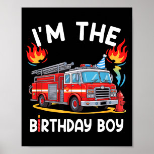 Póster Cumpleaños Niño Camión de Bomberos Cumpleaños
