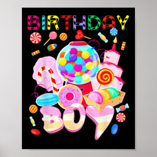 Póster Cumpleaños Niño Candy Land Candy Crew Dulce Cumple