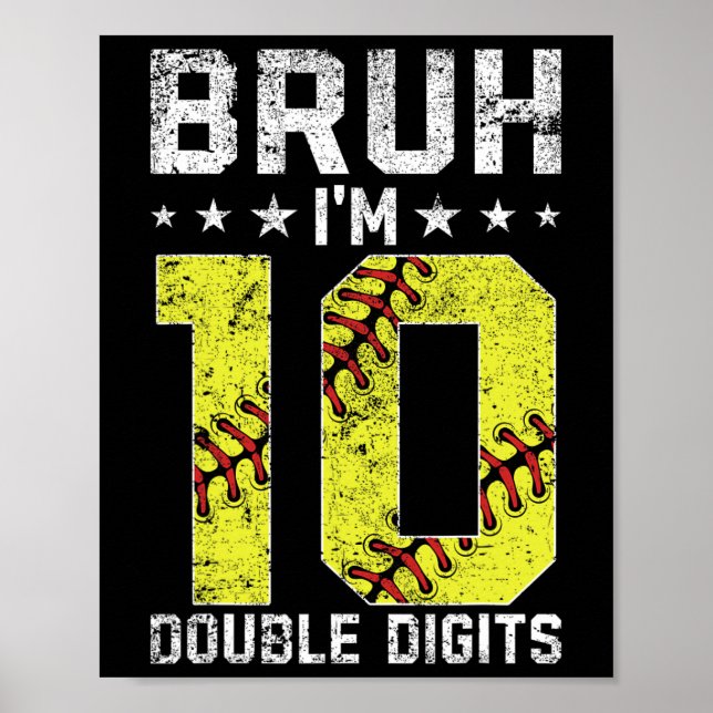 Póster Cumpleaños número 10 Softll Bruh Estoy en Doble Dí (Frente)