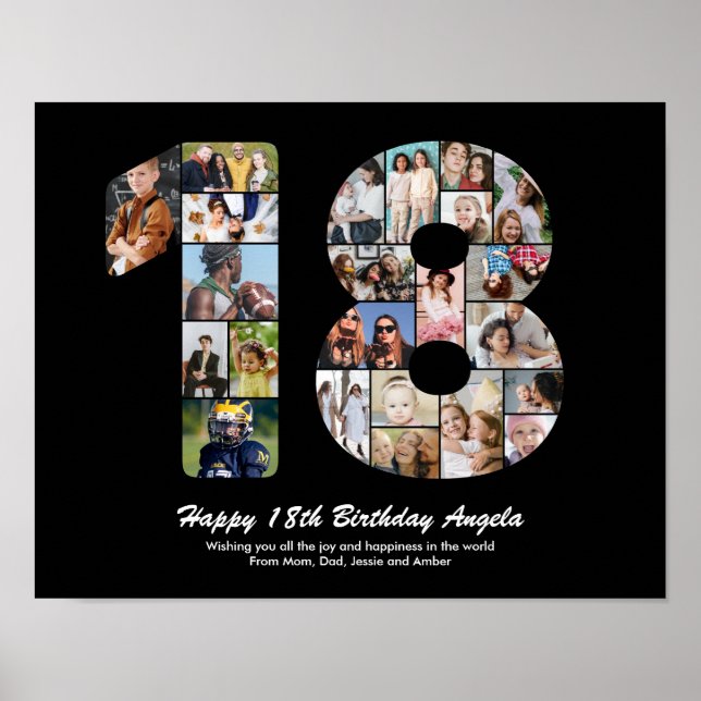 Póster Cumpleaños número 18 número 18 collage de fotos pe (Frente)