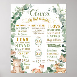 Póster Cumpleaños número 1 de Woodland Estadísticas de na