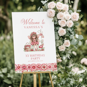 Póster Cumpleaños número 5 de bienvenida Hada linda flora